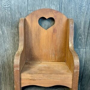 Vintage Wooden Doll or Teddy Bear Chair with Heart Cutout